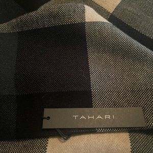 Tahari green cream and black checkered top.